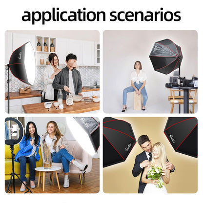 Shirtal Softbox Lighting Kit,37" Octangle Softbox Photography Lighting Kit with 110W 2700-6500K 11000Lux Dimmable LED Prismatic Lamp and Remote Control,Photo Studio Soft Box Lights for Video Recording