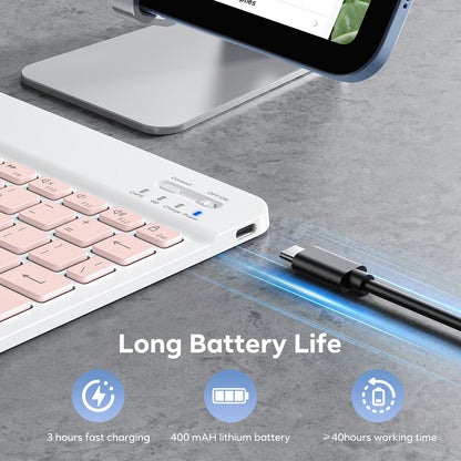 OMOTON Bluetooth Keyboard, Backlight Wireless Rechargeable Keyboard for iPad, iPad Pro, iPad mini, iPad Air with Illuminated LED (White)
