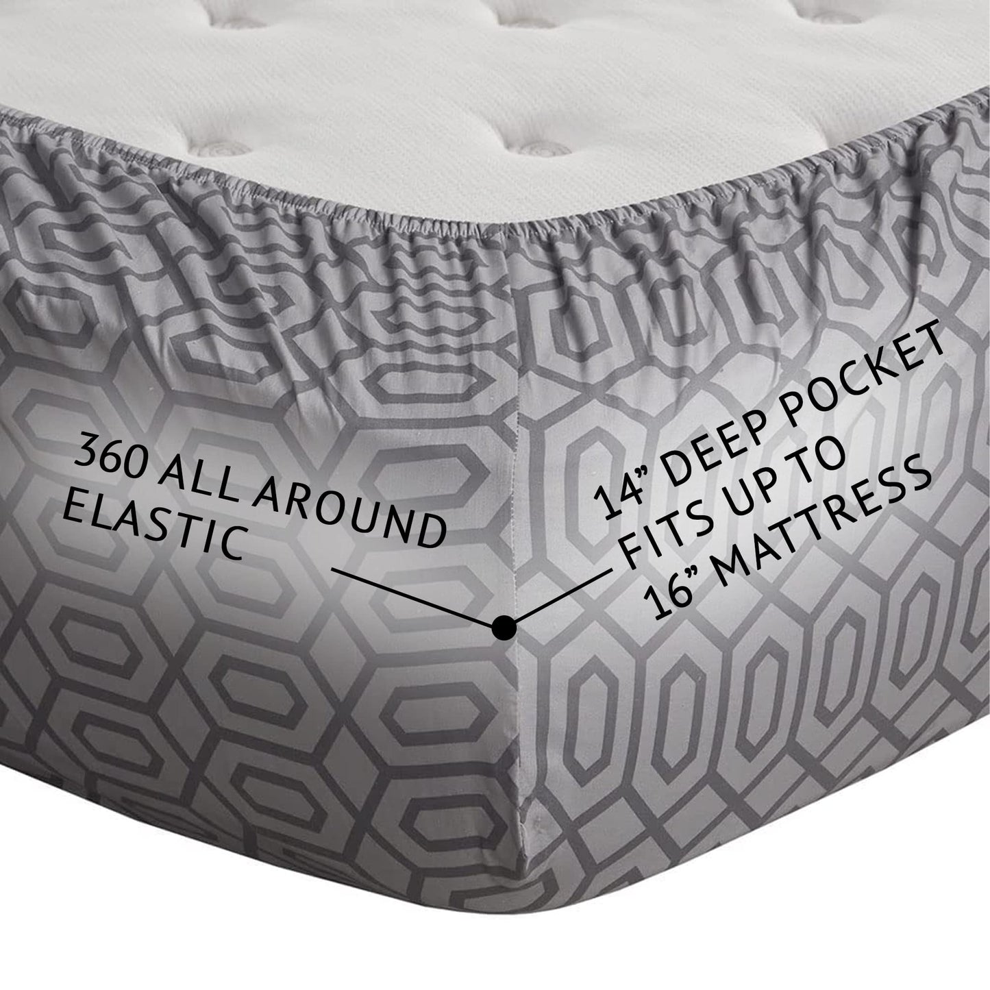 Comfort Spaces 100% Cotton Sheet Set Breathable, Lightweight, Soft with 14" Elastic Pocket Fits up to 16" Mattress, All Season Cozy Bedding, Matching Pillow Case, Cal King Diamond Sliver 4 Piece