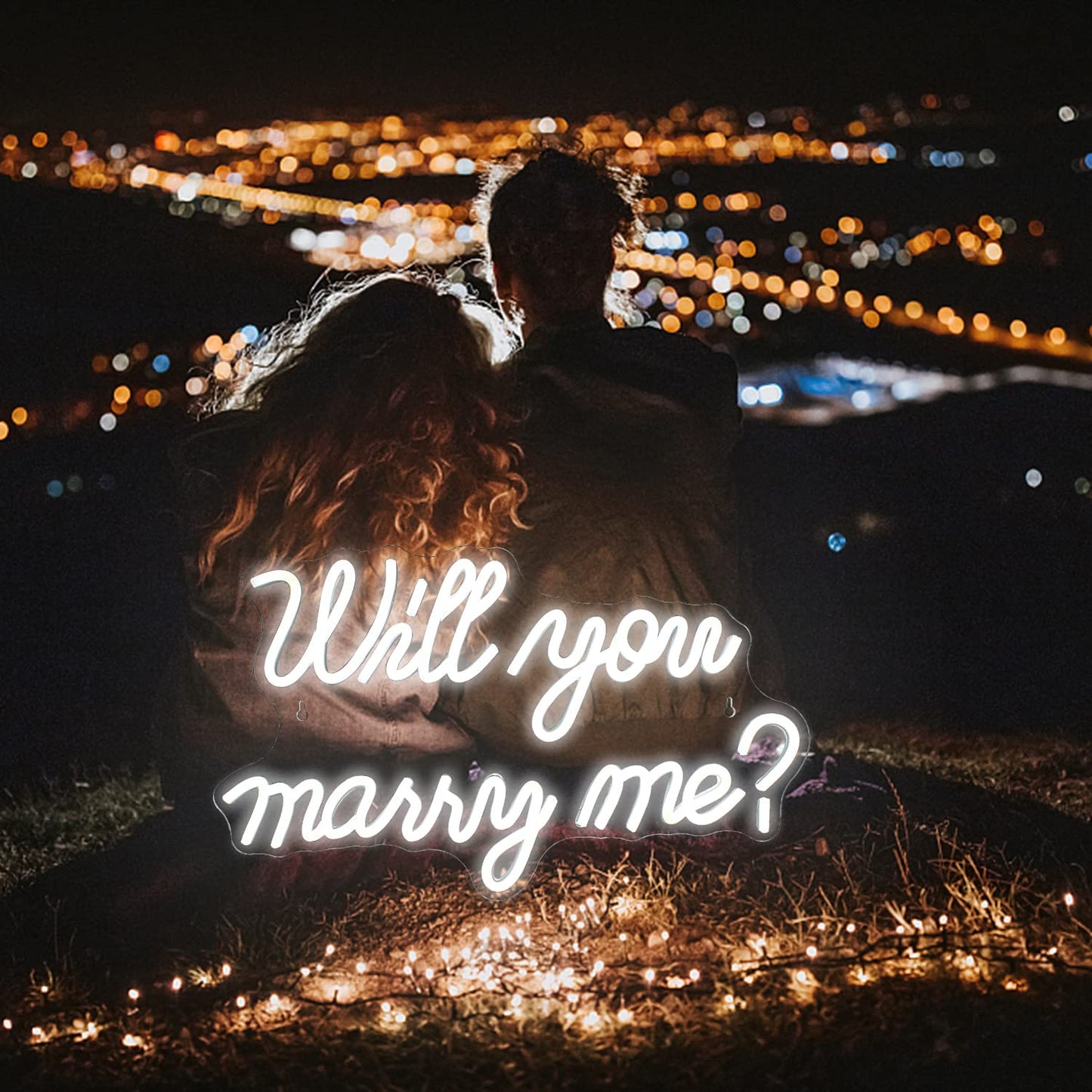 Wanxing Will You Marry Me Neon Sign - Marry Me Sign, White LED Wedding Proposal Decorations for Valentine's Day, Girlfriend