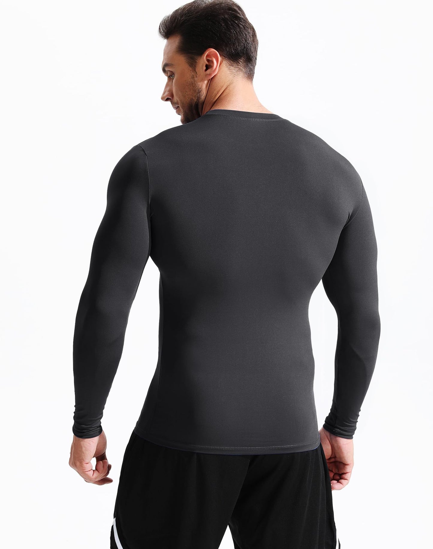 NELEUS Men's 3 Pack Workout Athletic Shirt Long Sleeve Compression Shirts,5020 Black/Grey/White,XL