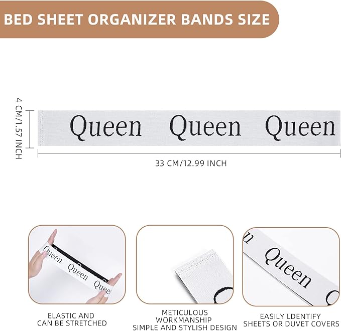 4PCS Bed Sheet Organizer Bands, Storage Labels and Sheet Keepers
