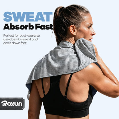 ROXUN 4 Pack Cooling Towels, 40''x12'' Soft Breathable Chilly Neck Ice Towel for Workout Running Golf 2 Gray+2 Dark Gray