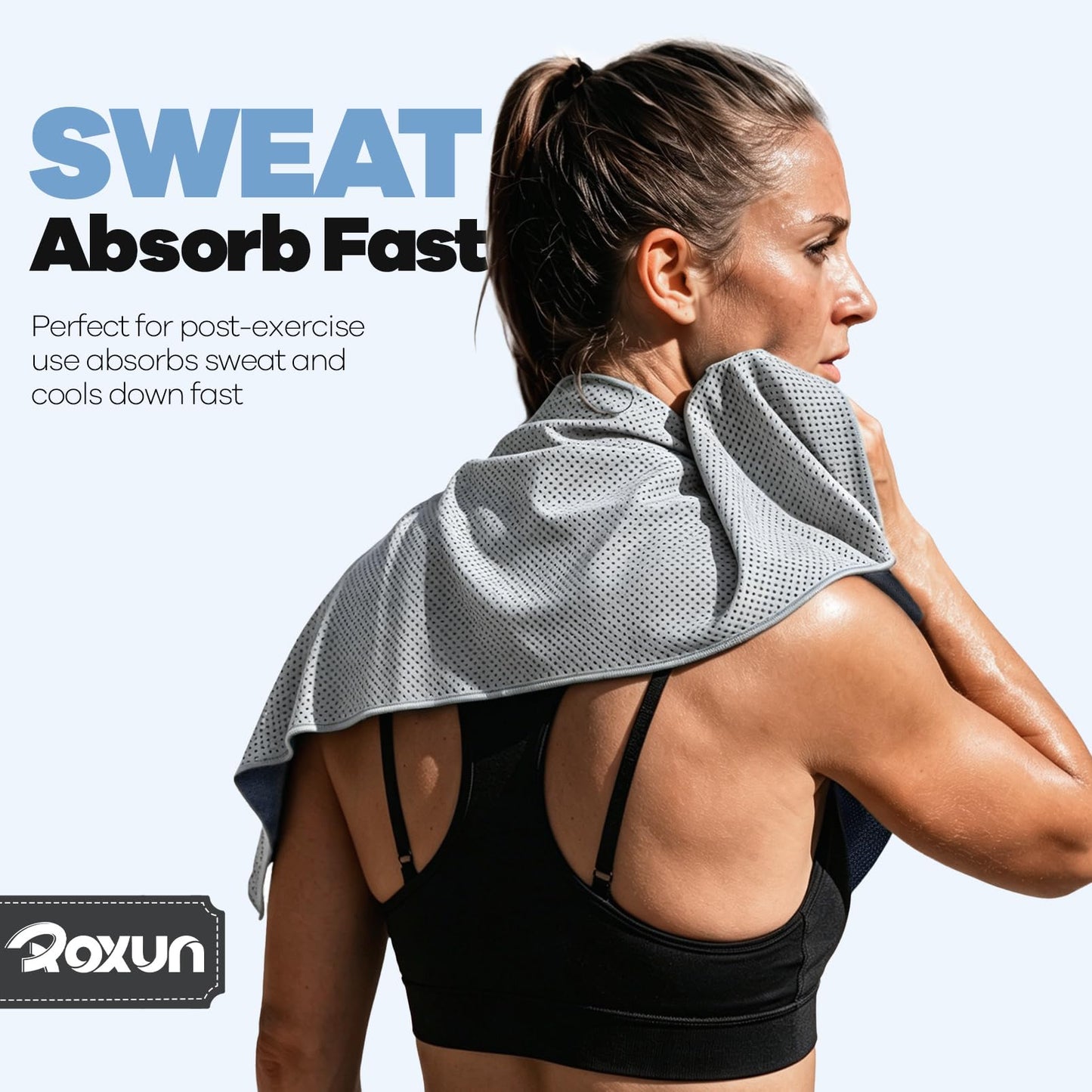 ROXUN 4 Pack Cooling Towels, 40''x12'' Soft Breathable Chilly Neck Ice Towel for Workout Running Golf Pink+Green+Orange+Yellow