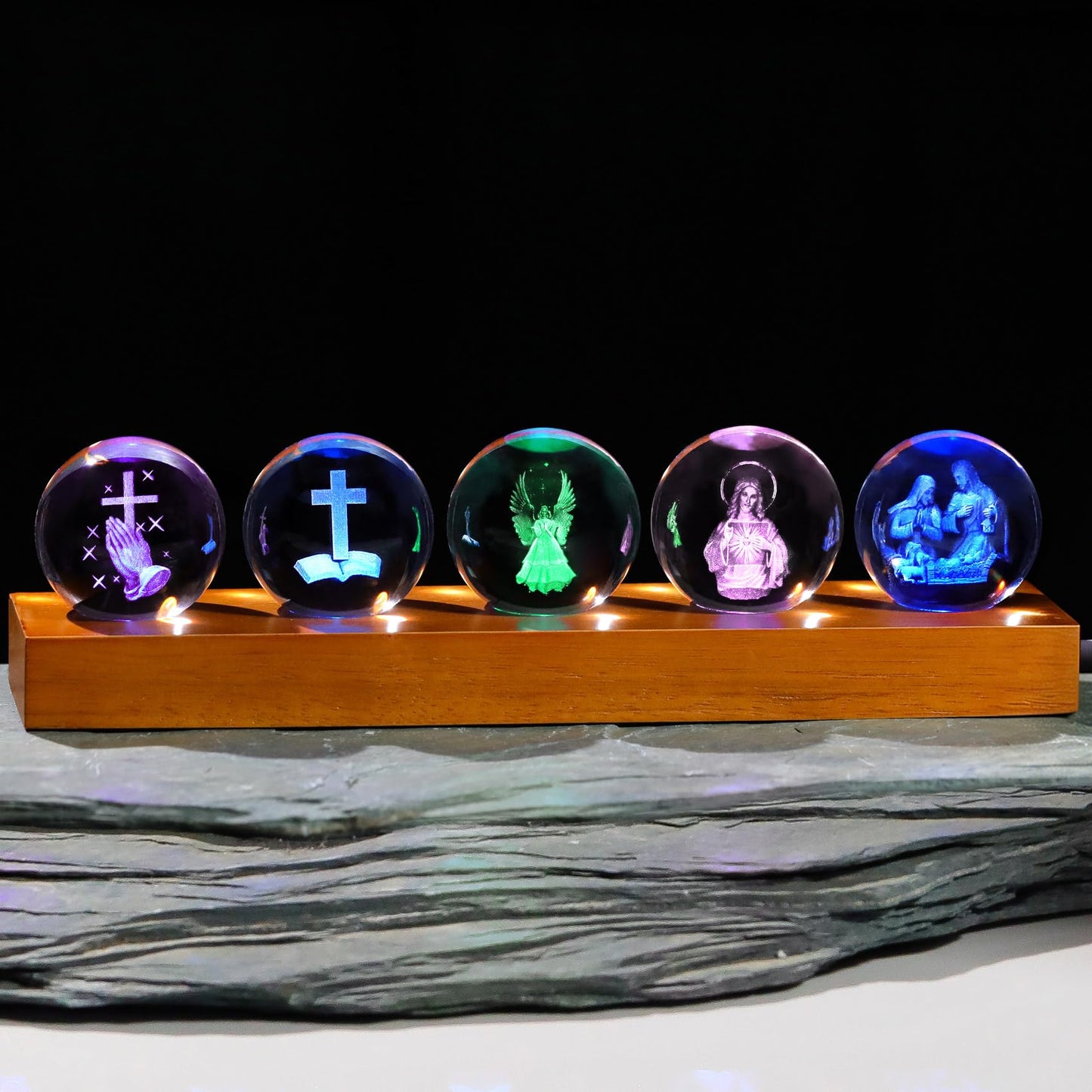 YWHL Laser Engraved 3D Religious Christian Crystal Ball Gift for Women Men