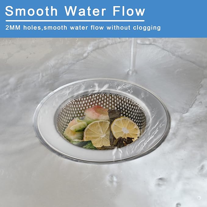 2 Pcs Sink Strainer for Most Kitchen Sink Drain Basket, Upgraded Double-Layer