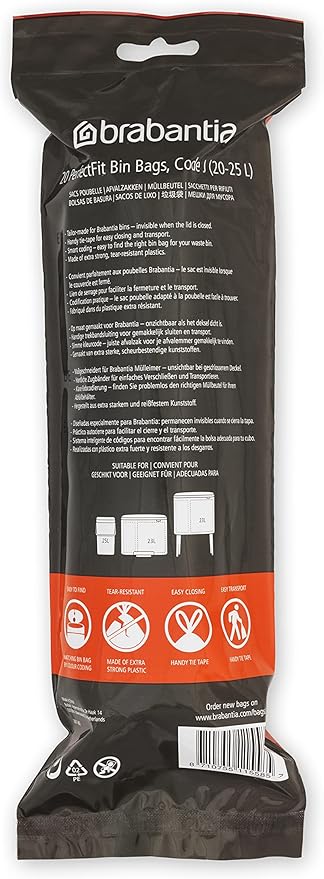 Brabantia PerfectFit Trash Bags Thick Plastic Trash Can Liners