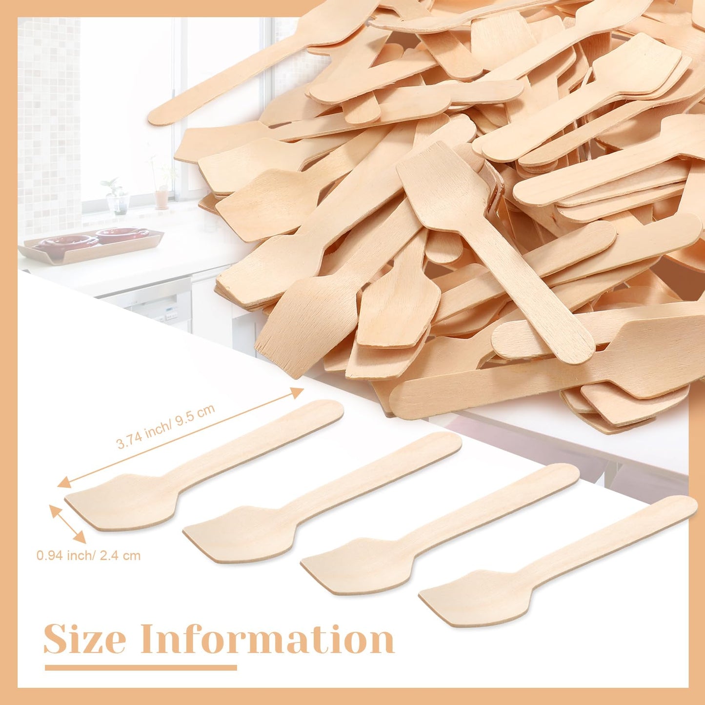 Sieral 1000 Pack 3.74" Disposable Mini Wooden Spoons Bulk Square End Tasting Sampling Ice Cream Spoons for Tasting Yogurt, Ice Cream, Dessert