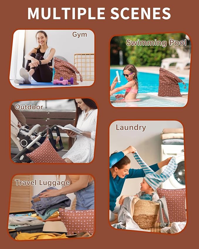 babygoal Travel Laundry Bags 2 Pack, Gym and Swimming-Washable Waterproof Wet