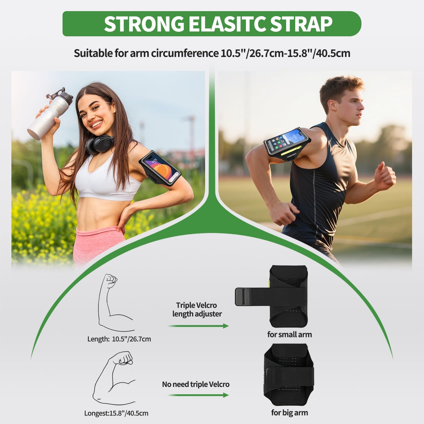Kebrela Running Armband with Earphone Bag for iPhone 16/15/14 Max/Pro/Plus & Galaxy S20/S10, Touchscreen Compatible, Phone Holder for Running with Card Slot & Key Pockets, Fit Up to 6.9 Phone