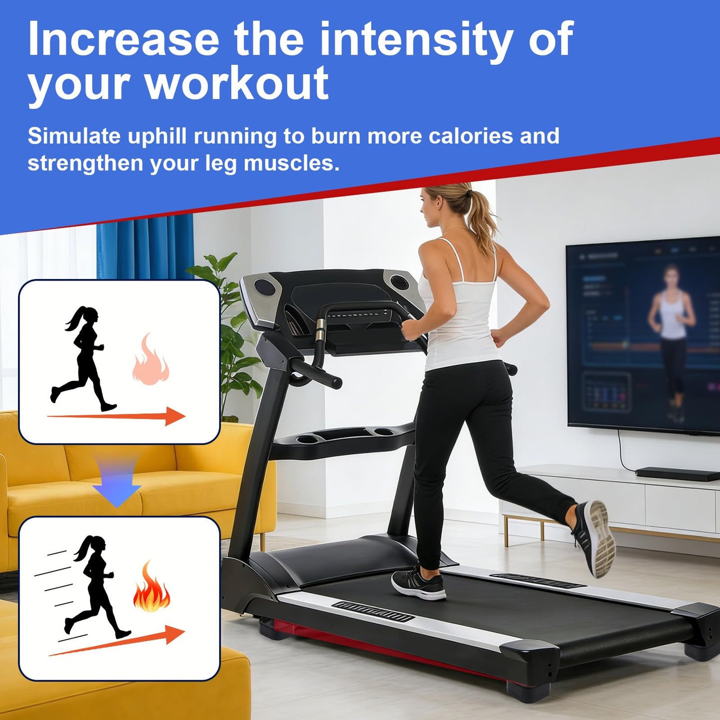 Penitue 4pcs Treadmill Incline Riser Blocks, Walking Stackable Height Adjustable Incline Blocks Pad Attachment Non-Slip Upgrade Ramp for Home Gym Leveling & Uphill Workout Treadmill Accessories