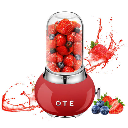 OTE Retro Blender for Shakes and Smoothies with 14 Oz Glass Jar, 4 Stainless Steel Blades, BPA Free, 20000r/m, Personal Glass Blender Best Choice for Kitchen Fruit Juicer Machines -Green