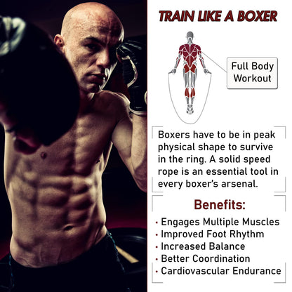 Damage Fight Gear Boxer Classic Speed Rope, Lightweight PVC Skipping,Jumping Rope, Non-Slip Ventilated ABS Plastic Handles and Matte Coated Tangle-Free Jump Rope for Boxing, MMA, Martial Arts