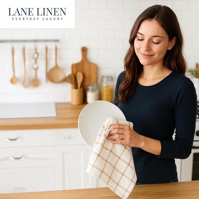 LANE LINEN Kitchen Towels & Dishcloths Set of 12-100% Cotton, Quick-Drying 18”