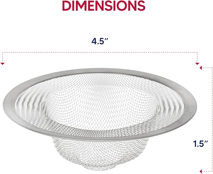HIC Kitchen Mesh Sink Strainer, 18/8 Stainless Steel, 4.5-Inches