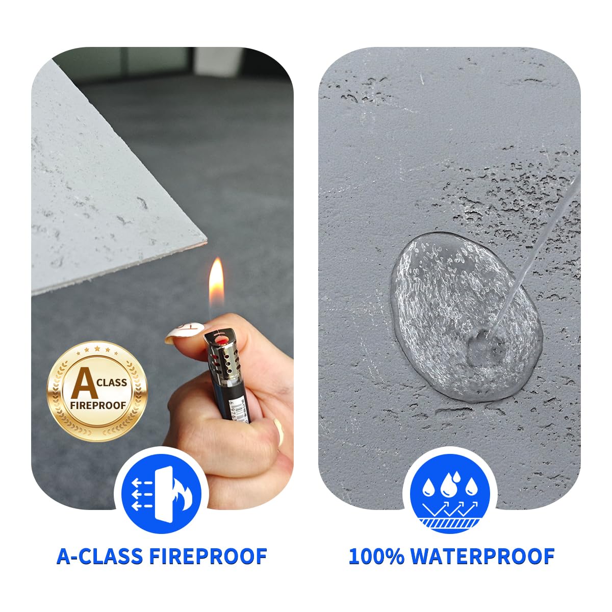 ARTSALT Flexible MCM Tiles - A-Class Fireproof, Waterproof, Lightweight Wall & Floor Tile (47.2"*23.6") - Realistic Wood/Stone Look, Eco-Friendly, Bendable, Easy Cut (Cement Grey)