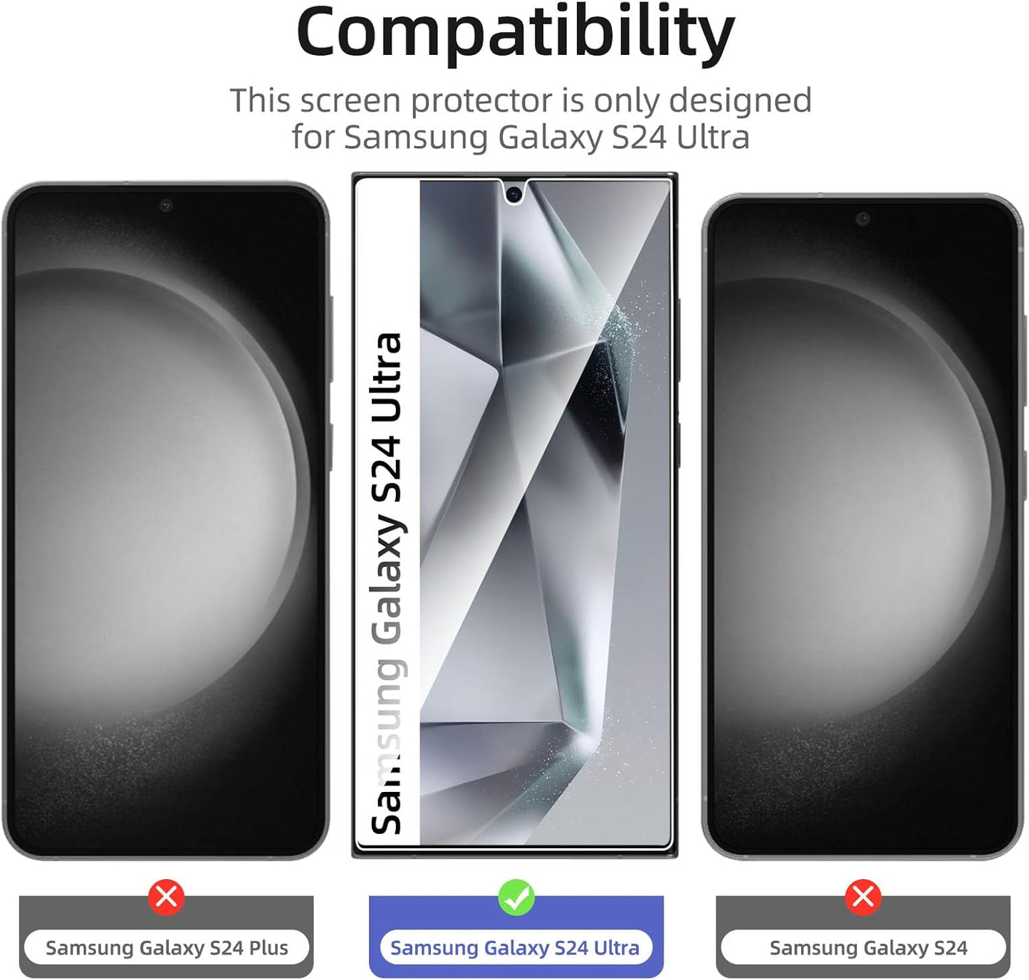NEW'C 3 Pack Designed for Samsung Galaxy S24 Ultra Screen Protecto, (No for S24/S24 Plus), Tempered Glass, Case Friendly Scratch-proof, Bubble Free, Ultra Resistant