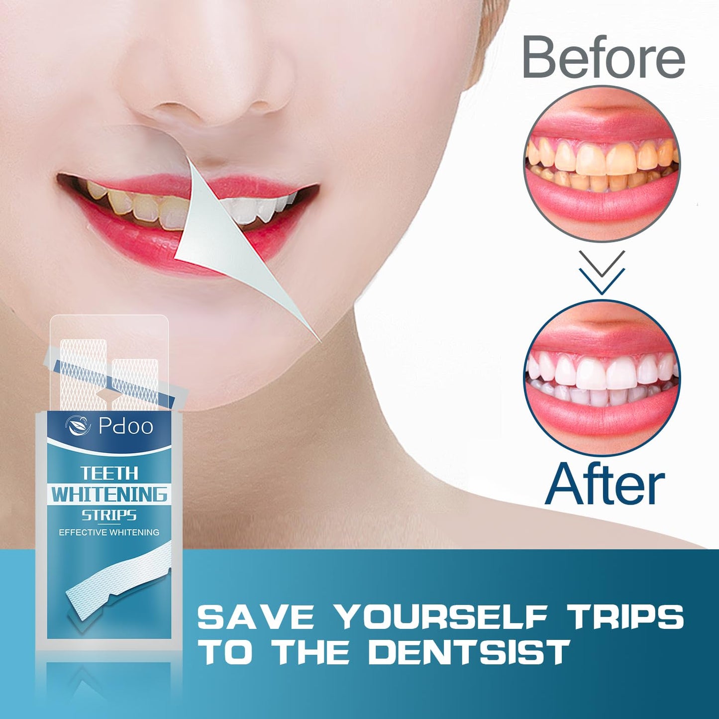 Teeth Whitening Strips - 20 Whitening Strips for Teeth Sensitive, Professional, Fast Remove Smoking, Coffee, Wine Stains, Teeth Whitening Kit Pack of 10 Non-Slip Strips Treatments