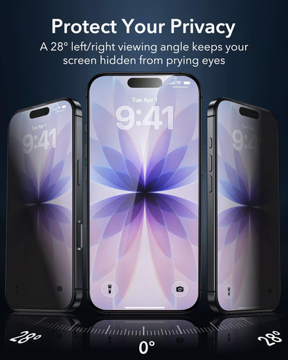 ESR 3 Pack 9H+ Glass for iPhone 16 Pro Max Screen Protector, [Military Grade Shatterproof & Longest Durable] Armorite Ultra-Tough Tempered Glass with UltraFit Tray