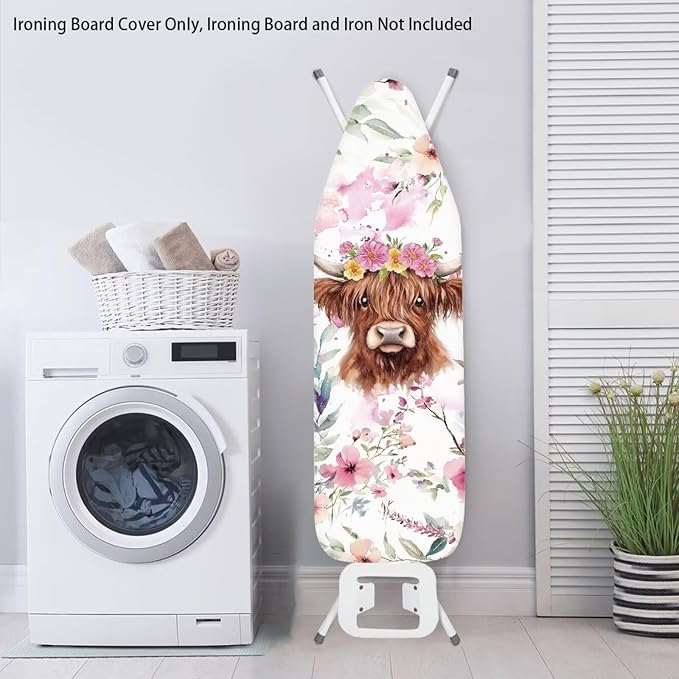 Sprowallow Cow Iron Ironing Board Cover 15x54 inch, Thick Padding, Fits Small