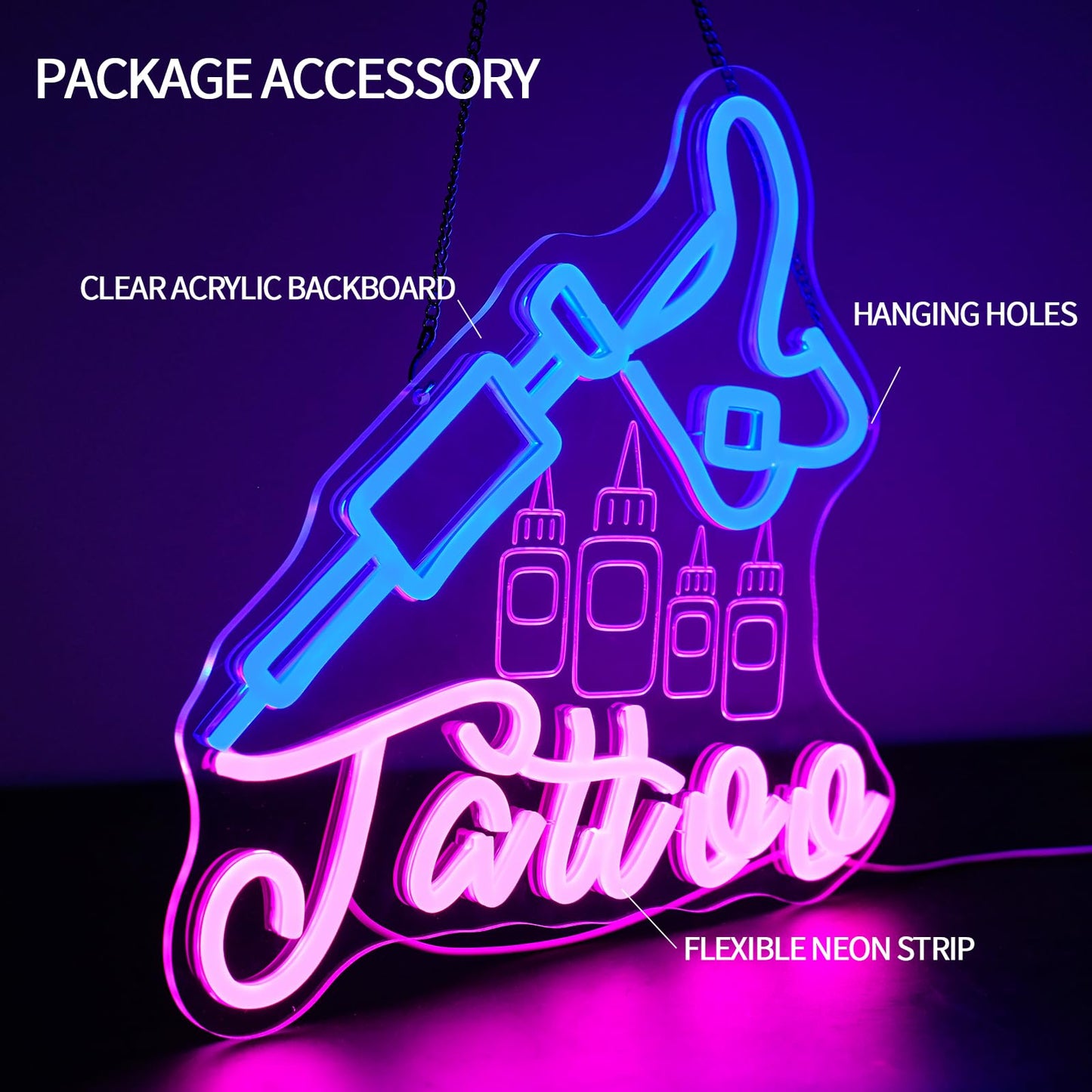 Runalosa Tattoo Neon Sign for Business Dimmable Blue Pink Girl Neon Light Sign Letters Led Signs for Wall Decor Man Cave Beauty Salon Shop Plaque Tattoo Studio Decoration 13.5" x 12.4"