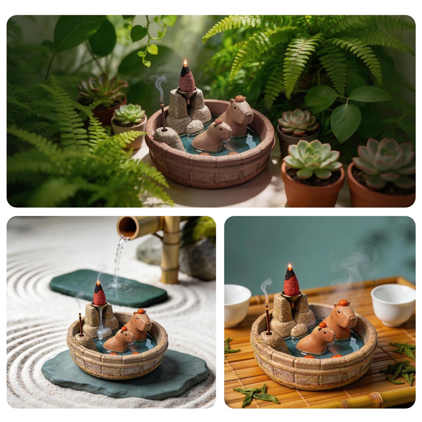 Capybara Backflow Incense Burner, Cute Ceramic Backflow Incense Holder,Perfect for Home and Office Settings, Making it an Ideal Choice for Personal use or Gifting.