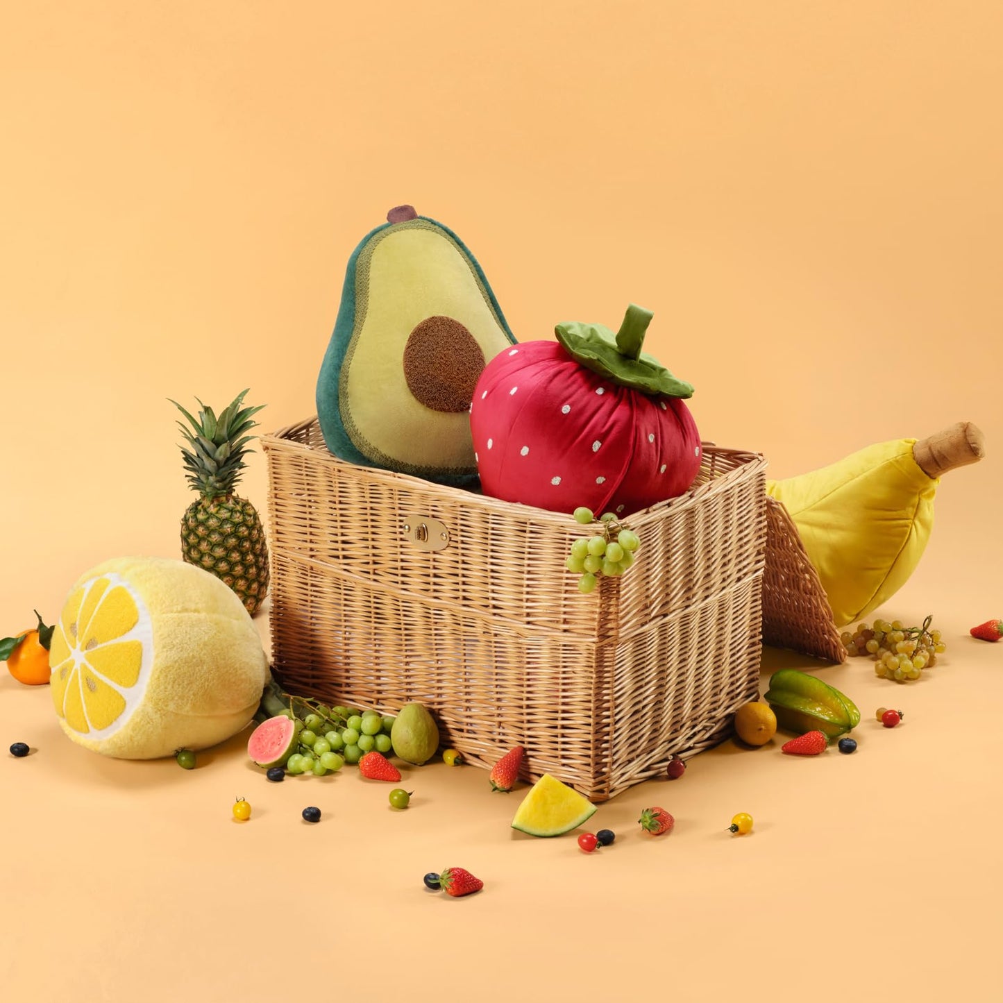 Phantoscope Papaya Shaped Throw Pillow, Fruit Themed Cushion for Couch, Bed and Chair, Pink, 10 x 15 inches