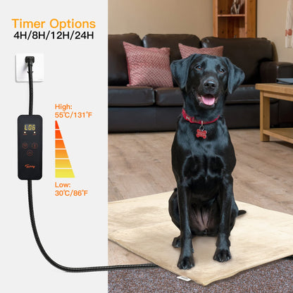 Toozey Small Pet Heating Pad, 6 Adjustable Temperature Dog Cat Heating Pad with Timer, Waterproof Heated Cat Bed with Chew Resistant Cord, Indoor Electric Pet Heated Mat 18x16in