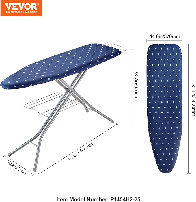 VEVOR Ironing Board with Bottom Storage Tray, Thickened 4 Layers Iron Board