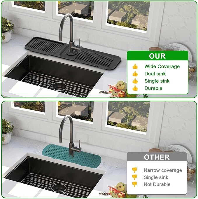 Sink Splash Guard, 5°Slope Silicone Draining Mat