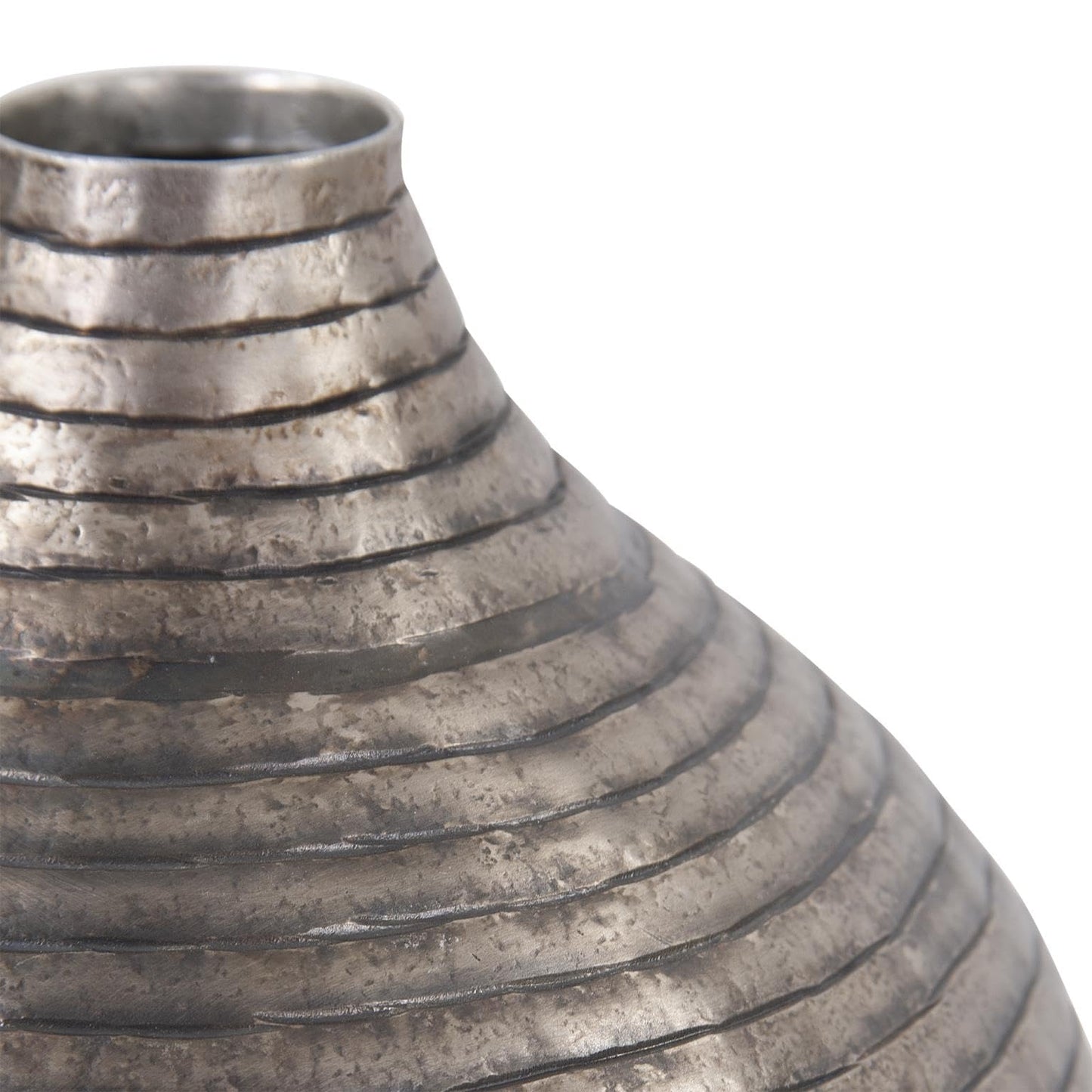 Howard Elliott Collection Circlet Bottle Vase Small, Embossed Aluminum Vase with Ring Pattern and Antique Gold Finish, Rustic Decorative Accent for Table, Shelf or Console, 13.5H x 10W x 10D