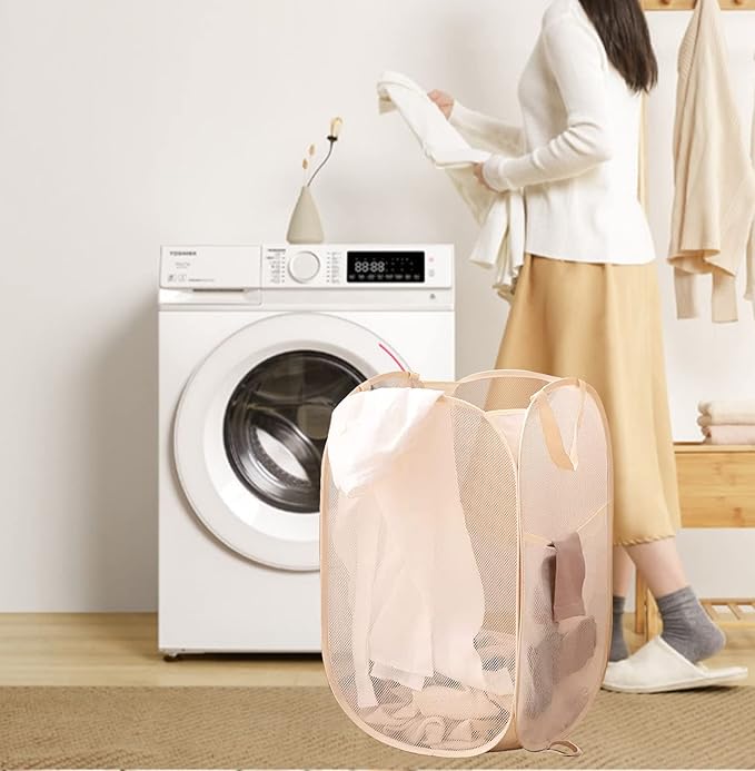 2Pcs Pop Up Hampers for Cruise, Folding Laundry Basket Space Saving Design