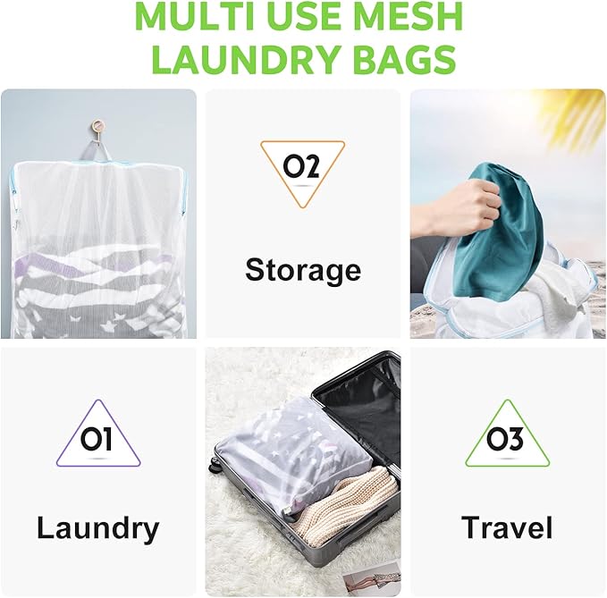 OTraki Large Mesh Laundry Bag 24x32 inch Hanging Lingerie Bag Mesh Laundry Bags