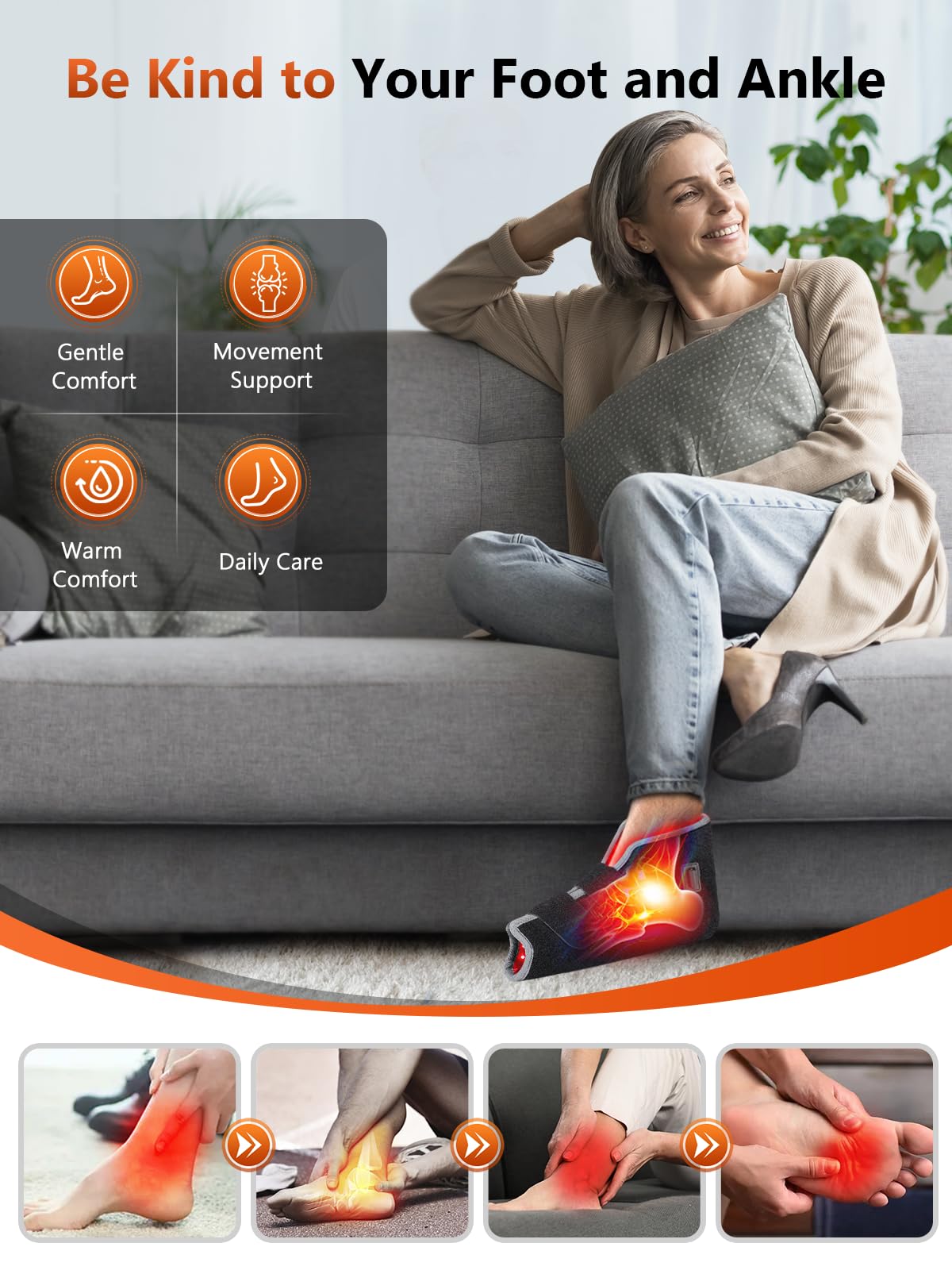 RELEXNOW Red Light Therapy for Foot Ankle FSA/HSA Eligible, 102 LEDs Near Infrared Therapy Wrap for Feet with Timer (Black)