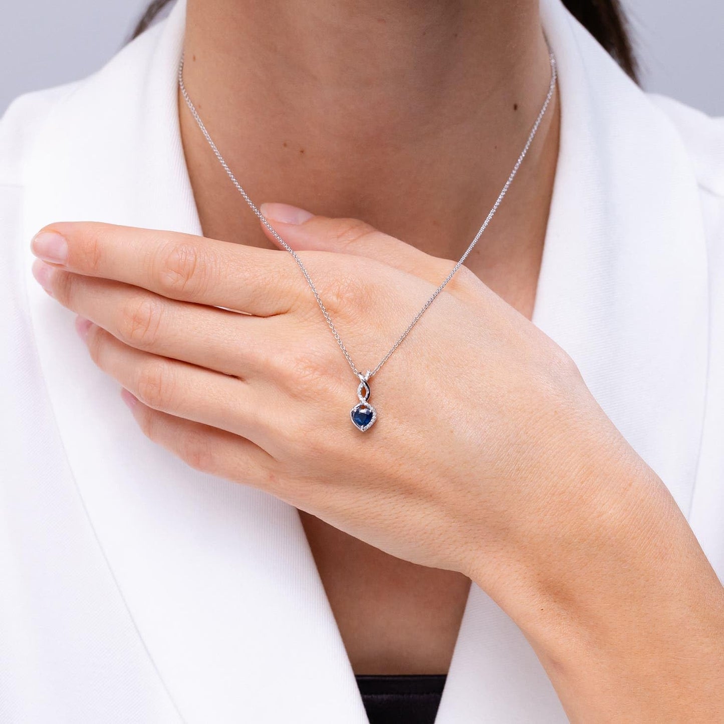 Angara Natural Blue Sapphire Pendant for Women | Heart-Shaped Blue Sapphire Infinity Pendant with Diamond Accents in Platinum | September Birthday, Anniversary, Gemstone Jewelry Gift | AAA | 4mm