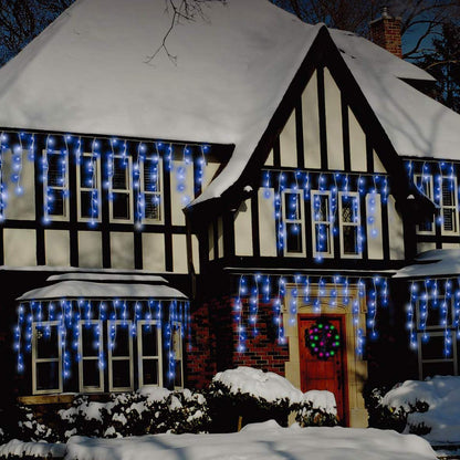 Christmas Workshop 78650 360 Icicle LED Outdoor Christmas Lights | 8.5 Metres | Blue & White Colour | Indoor & Outdoor Fairy Lights | Weddings & Gardens | 8 Functions | Mains Powered