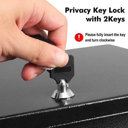 KYODOLED Fireproof Document Box with Key Lock, Small Lock Boxes for Personal Items, Fire and Water Resistance, Fireproof Safe Box for Documents, Jewelry, Passport, Cash, 12.6'' x 8.3'' x 4.3'' Black