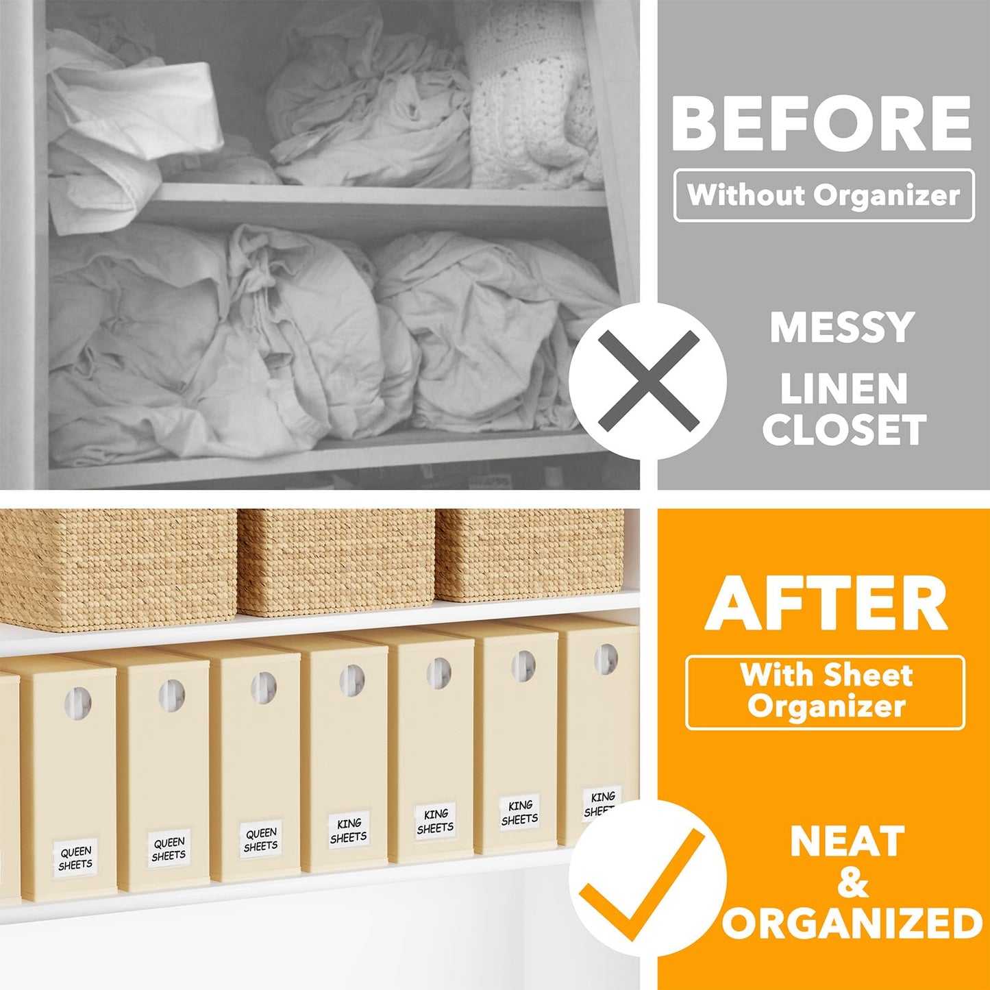SpaceAid 8 Pack Bed Sheet Organizers and Storage, Shoe Organizer for Closet, 2 Pack Foldable Shoe Storage
