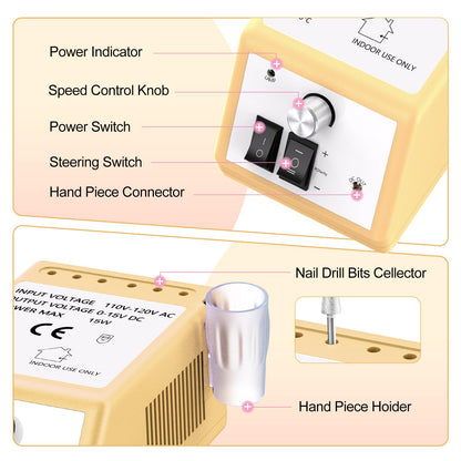 20000RPM Electric Nail Drill Professional Nail File Drill Acrylic Nails Kit for Manicure Gel Nail Polish Remover with 1 Pack of Sanding Bands(Pink)