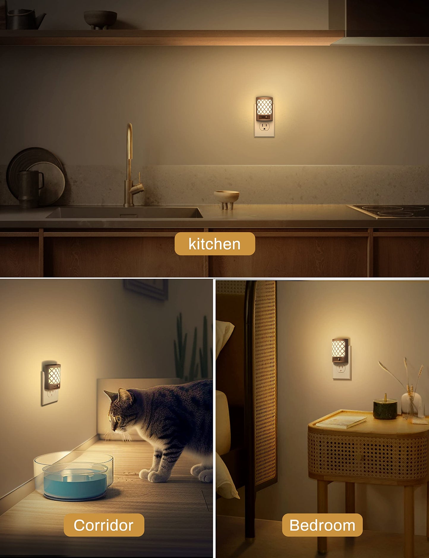 Night Light, Nights Lights Plug Into Wall [2 Pack], Plug in Night-Light, Nightlight, Dusk to Dawn Sensor, Adjustable Brightness Nightlights for Bathroom, Hallway, Stairway, Soft White
