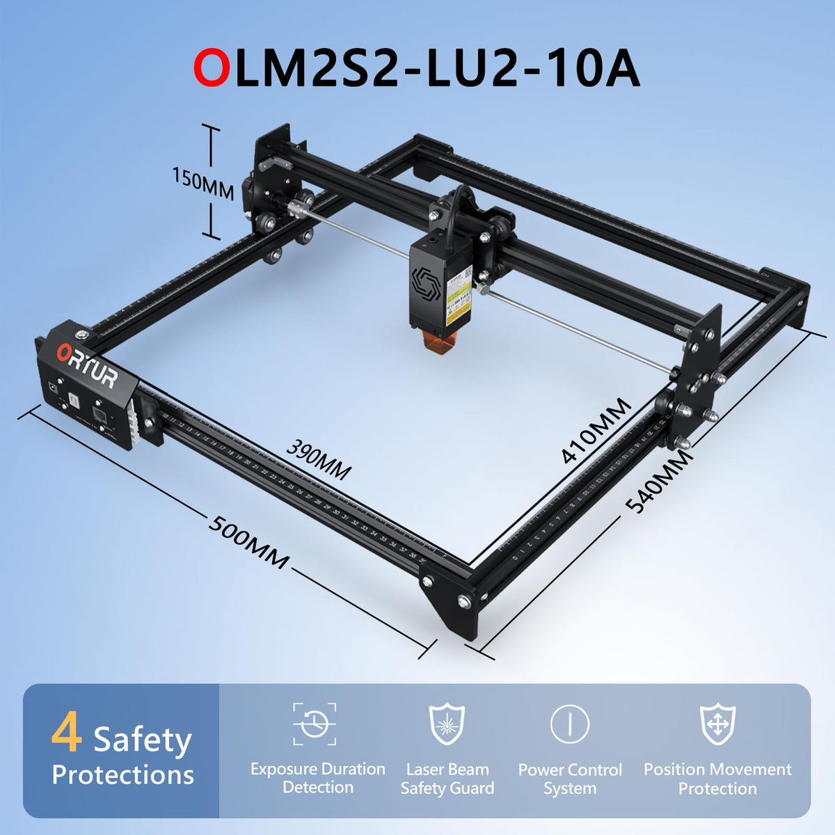 ORTUR Laser Master 2 S2 LU2-10A Laser Engraver Laser, 10000mW Engraving Cutting Machine, Class 4 High Accuracy Laser Cutter, DIY Laser Marking for Metal