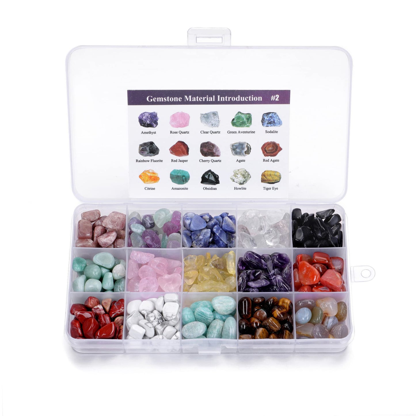 Jovivi 15 Assorted Tumbled Stones and Crystals Bulk, Irregular Rocks Natural Polished Gemstones and Crystals Quartz for Wicca Reiki Chakra Healing Meditation Home Indoor Decorations Christmas Day Gift