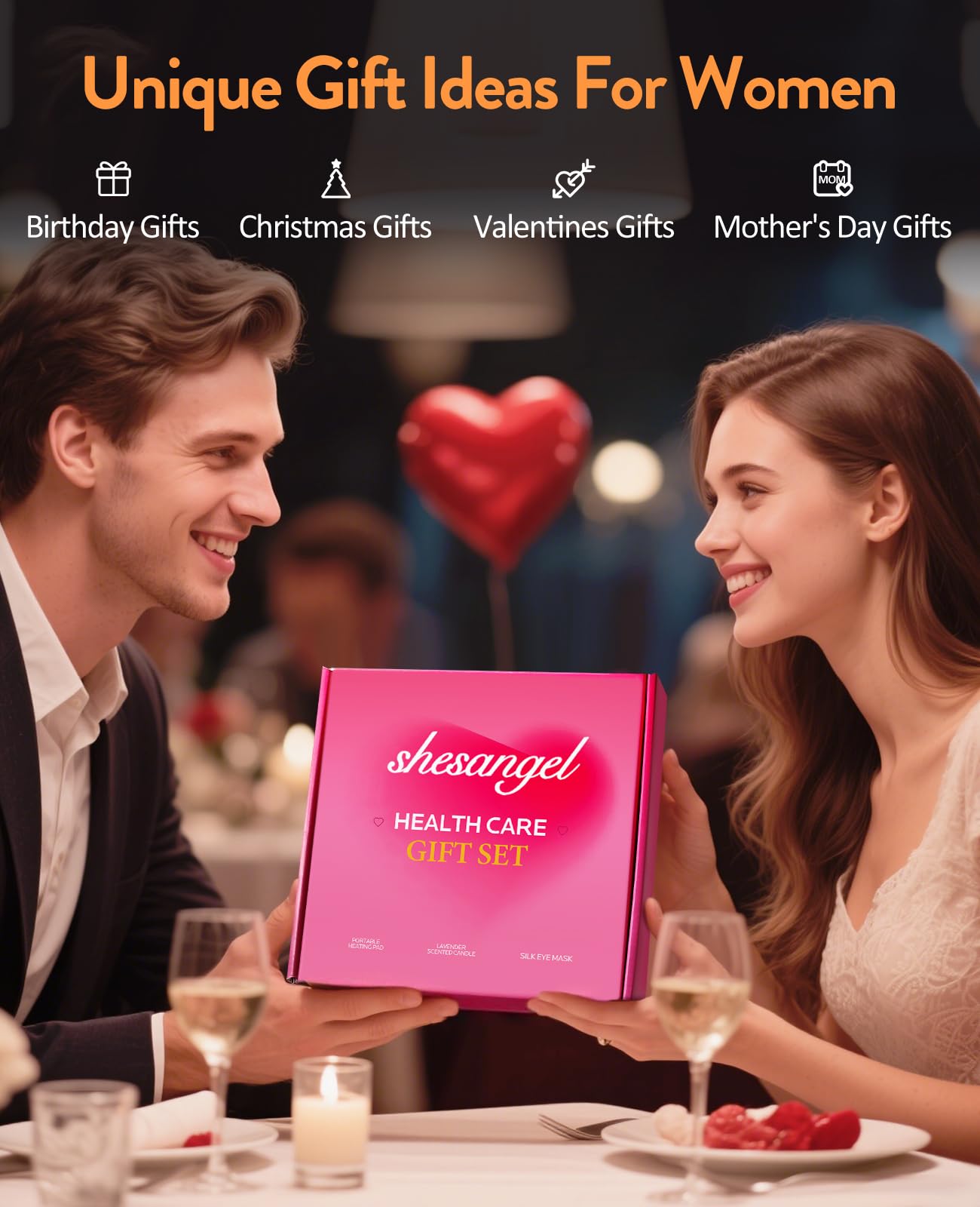 Portable Cordless Heating Pad, Heating Pads for Period Cramps, Back Pain with 6 Heat Levels 6 Massage Modes, Gift Set for Women