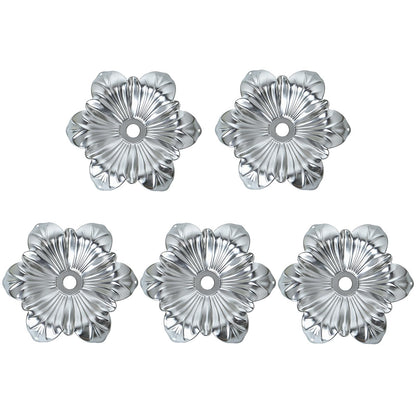 5 Pcs Metal Flower Candle Holder Leaves, 4.3 Inch Metal Candle Stand Accessories with 3 Hanging Holes for Crystal Pendants, Suitable for Candlesticks and Candelabra (Silver, 3.9"-5pcs)