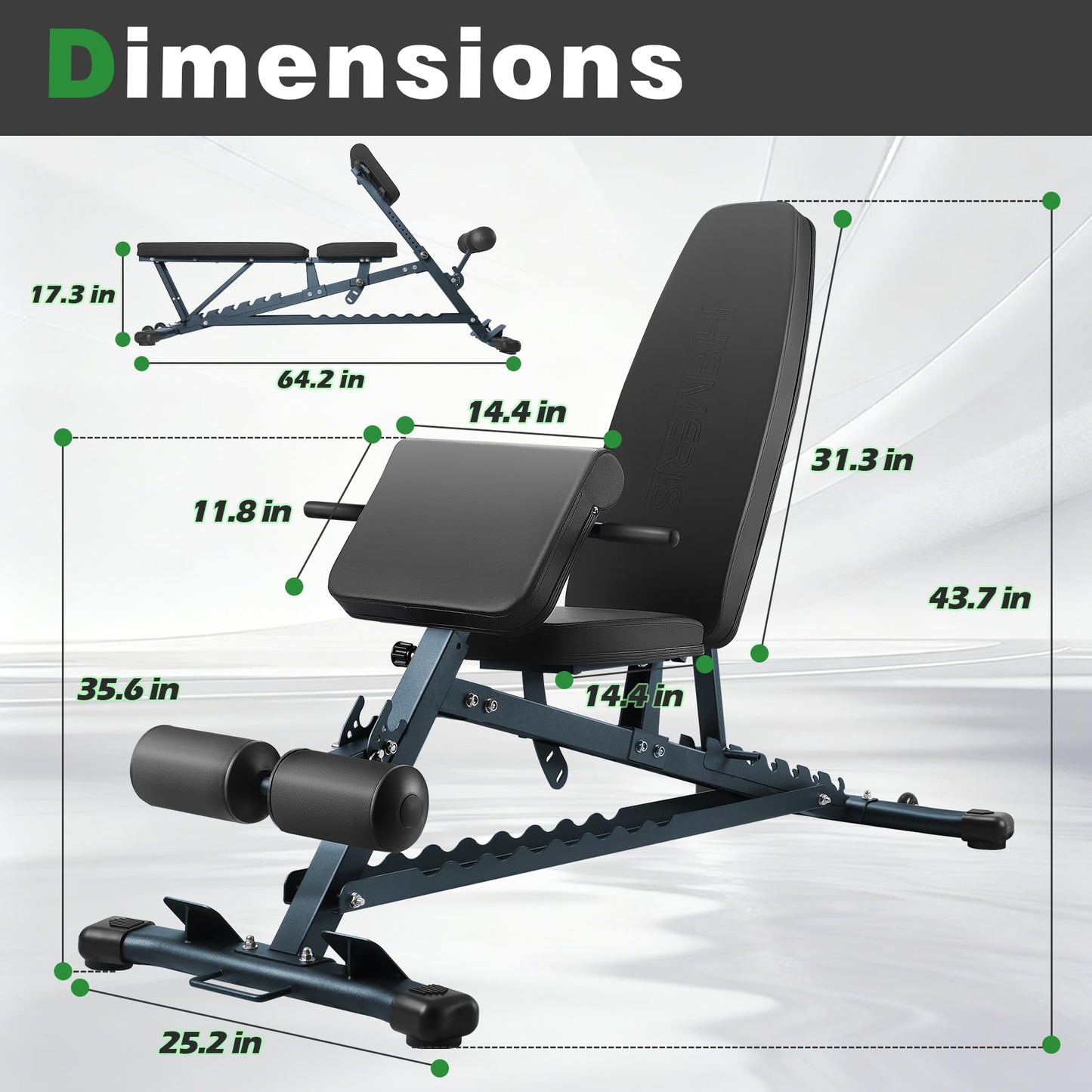 HEMERIS Adjustable Weight Bench with Roman Chair, 1000 LBS Utility Workout Bench for home gym MAX Sit/Decline/Incline Up Bench Press Exercise Equipment 75°to -20°FID Strength Training(Black)