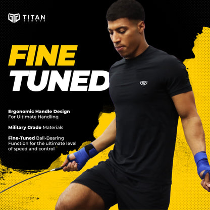Titan Armour® Speed Rope - Professional Self-Locking & Adjustable, Adult Speed Jump Rope | 2 x Steel Ropes, Cable Protector & Travel Case | Jump Rope Crossfit, Boxing, Fitness MMA for Men & Women (Black-2)
