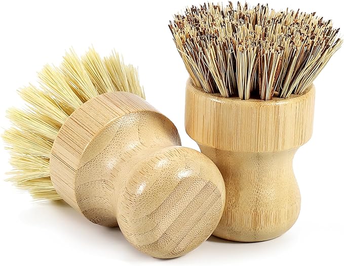 2-Pack Bamboo Dish Brush – Natural Dish Scrub Brush
