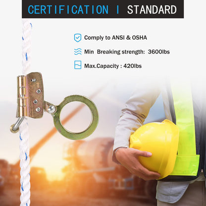 FHFallArrest Fall Protection Rope Grab,Fall Arrester, Used with 5/8” Lifeline Rope, for Construction, Climbing, Comply to ANSI/OSHA