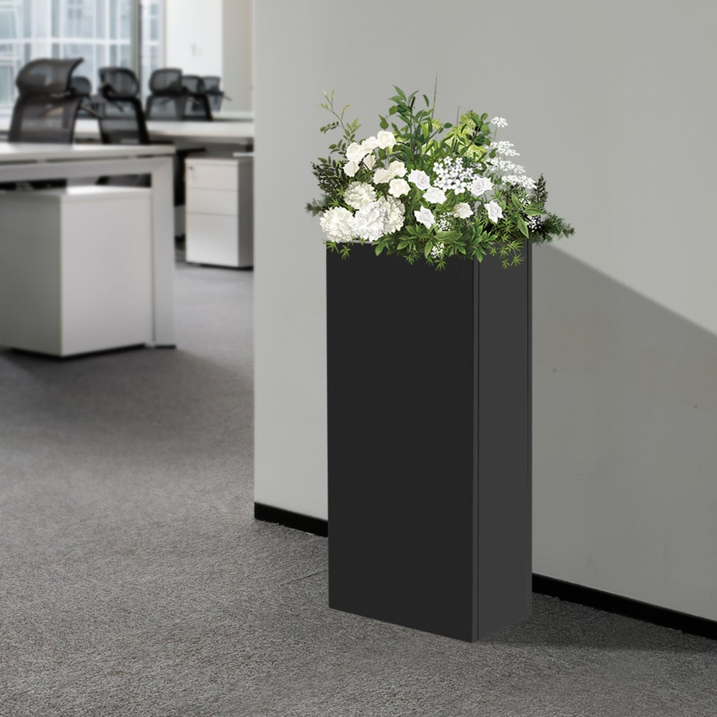 Tall Metal Planter with Removable Inner Shelf, Steel Raised Garden Bed in Black, Heavy Duty Freestanding Flower Box for Indoor Outdoor, Large Plant Container for Patio Balcony, 30 Inch Tall