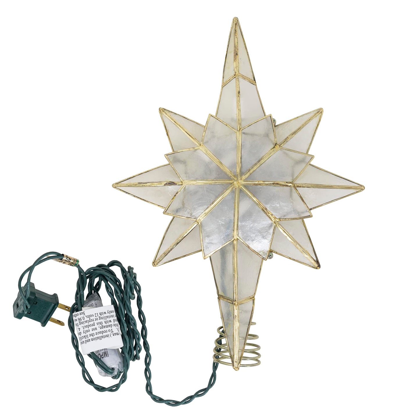 Kurt Adler 10-Light Capiz Star of Bethlehem Clear Treetop
